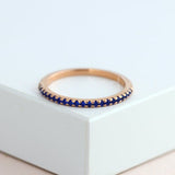 0.3ct Round Cut Simulated Sapphire Minimalist Wedding Band 14k White Gold Plated