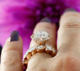 5ct Round Cut Diamond Bridal Set Engagement Ring Unique Band 14k Rose Gold Over