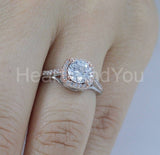 2.1ct Round Cut Moissanite Accented Halo Engagement Ring 14k Dual Gold Plated