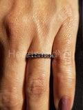 0.1ct Round Simulated Black Diamond Minimalist Wedding Band 14k WhiteGold Plated