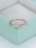 Cluster Minimalist Engagement Ring 1.2ct Round Cut Diamond 14k Rose Gold Finish