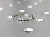0.3ct Round Cut Moissanite Bezel Set Minimalist Women Ring 14k White Gold Plated
