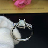 2.2ct Emerald Diamond Engagement Ring Five Stone Solitaire 14k White Gold Finish