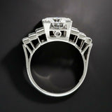 2ct Round Cut Diamond Emerald Accent Women Engagement Ring 14k White Gold Finish