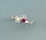 1ct Engagement Ring Round Cut Pink Ruby Two Stone Bypass 14k White Gold Finish