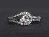 1.55ct Round Cut Peach Morganite Knot Split Shank Ring 14k White Gold Finish