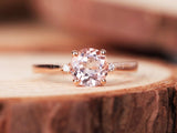 1ct Round Cut Simulated Peach Morganite Three Stone Ring 14k Rose Gold Plated