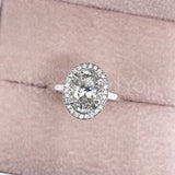 2.2ct Oval Simulated Diamond Solitaire Accents Halo Ring 14k White Gold Plated