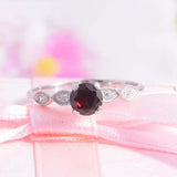 1.5ct Round Cut Red Garnet Engagement Ring Diamond Accents 14k White Gold Finish