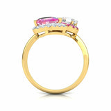 2Ct Pear Cut Pink Sapphire Diamond Bypass Engagement Ring 14K Yellow Gold Finish