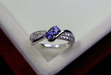 2.25ct Engagement Ring Round Cut Blue Tanzanite Swirl Twist 14k White Gold Over
