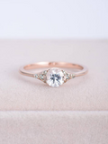 0.5ct Round Diamond Engagement Ring Dainty Minimalist Women 14k Rose Gold Finish