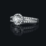 2.45ct Round Cut Diamond Engagement Ring Split Shank Halo 14k White Gold Finish