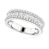 4Ct Round Cut Diamond Half Eternity Three Row Wedding Band 14K White Gold Finish