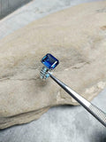 2.4ct Emerald Cut Blue Sapphire Braided Shank Solitaire Ring 14k White Gold Over