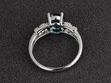 2.4ct Oval Cut London Blue Topaz Solitaire Split Shank Ring 14k WhiteGold Finish