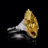 3Ct Marquise Cut Yellow Citrine Three Stone Engagement Ring 14K White Gold Over
