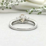 2ct Oval Cut Morganite Solitaire with Accent Trilogy Ring 14k White Gold Finish