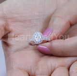 2.2ct Oval Cut Simulated Diamond Halo Engagement Ring 14k Rose Gold Plated