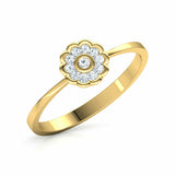 1.2ct Round Cut Diamond Engagement Ring Floral Minimalist 14k Yellow Gold Finish