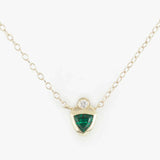 1ct Green Emerald Pendant with Chain Trillion Cut Crown 14k Yellow Gold Finish