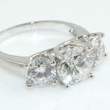 3ct Round Cut Diamond Engagement Ring Trilogy Trendy Design 14k White Gold Over