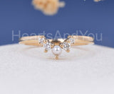 0.2ct Round Cut Moissanite Curved Stackable Wedding Band 14k Yellow Gold Plated