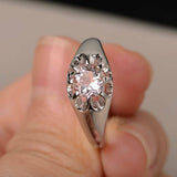 1.5ct Round Peach Morganite Floral Solitaire Engagement Ring 14k White Gold Over