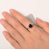 1.54ct Cushion Cut Black Diamond Engagement Ring Trilogy 14k White Gold Finish