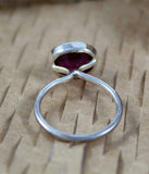 2ct Engagement Ring Oval Cut Pink Ruby Bezel Set Solitaire 14k White Gold Finish