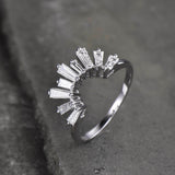 1.5ct Engagement Ring Baguette Cut Diamond Art Deco Crown 14k White Gold Finish