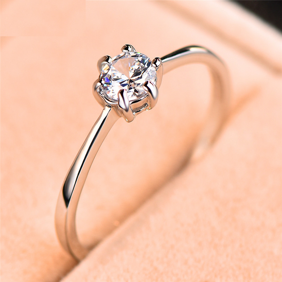 0.4ct Round Cut Diamond Engagement Ring 18k White Gold Finish Solitaire Promise