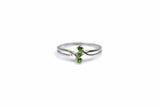 0.2ct Engagement Ring Round Cut Peridot Split Shank Trilogy 14k White Gold Over