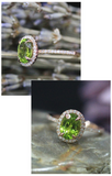 2ct Oval Cut Green Peridot Engagement Ring 14k Yellow Gold Finish Halo Solitaire