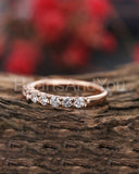 0.35ct Round Cut Moissanite Half Eternity Women Wedding Band 14k RoseGold Plated