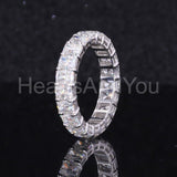 2.2ct Radiant Simulated Diamond Iced Eternity Wedding Band 14k White Gold Plated