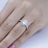 2.2ct Oval Simulated Diamond Halo Ring Half Eternity Band 14k White Gold Plated