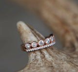 2ct Round Cut Diamond Engagement Ring 14k RoseGold Over Half Eternity Bridal Set