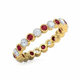 2ct Round Pink Ruby Alternate Diamond Eternity Wedding Band 14k Yellow Gold Over