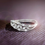 1Ct Round Cut Diamond Leaf Vine Nature Engagement Ring 14K White Gold Finish
