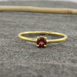 0.5ct Engagement Ring Round Cut Red Garnet Solitaire Women 14k YellowGold Finish