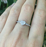 1.3ct Round Diamond Engagement Ring Solitaire with Accents 18k White Gold Finish