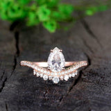 1.2ct Engagement Ring Pear Cut Diamond Curved Crown Tiara 14k Rose Gold Finish