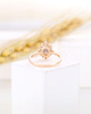 1ct Oval Cut Simulated Peach Morganite Halo Engagement Ring 14k Rose Gold Plated