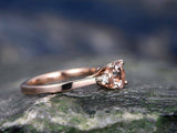 1.7ct Round Cut Peach Morganite Engagement Ring 14k Rose Gold Finish Three Stone