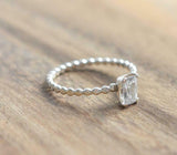 1ct Engagement Ring Radiant Cut Diamond Ball Shank Solitaire 14k White Gold Over