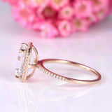 2.5ct Emerald Cut Diamond Engagement Ring Halo Solitaire 14k Rose Gold Finish