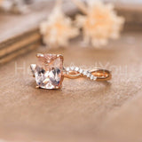 1ct Cushion Cut Simulated Morganite Infinity Engagement Ring 14k RoseGold Plated