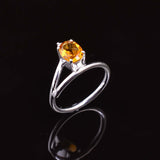 0.45ct Engagement Ring Oval Cut Citrine Stylish Split Shank 14k WhiteGold Finish