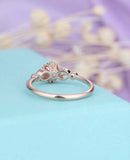 1.2ct Round Cut Diamond Engagement Ring Art Deco Milgrain 14k Rose Gold Finish